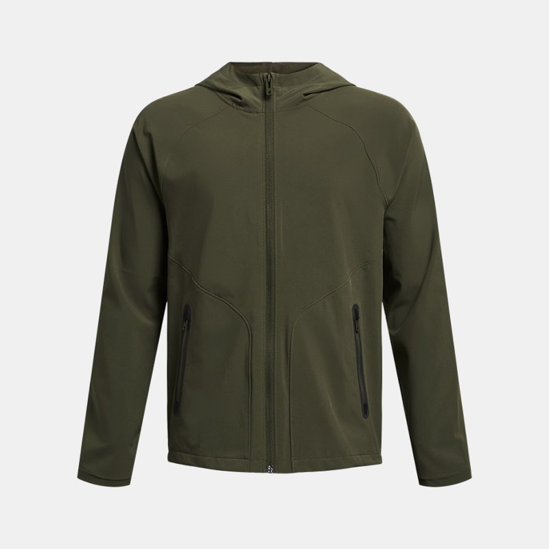 Boys'  Under Armour  Unstoppable Full-Zip Marine OD Green / Black YLG (59 - 63 in)